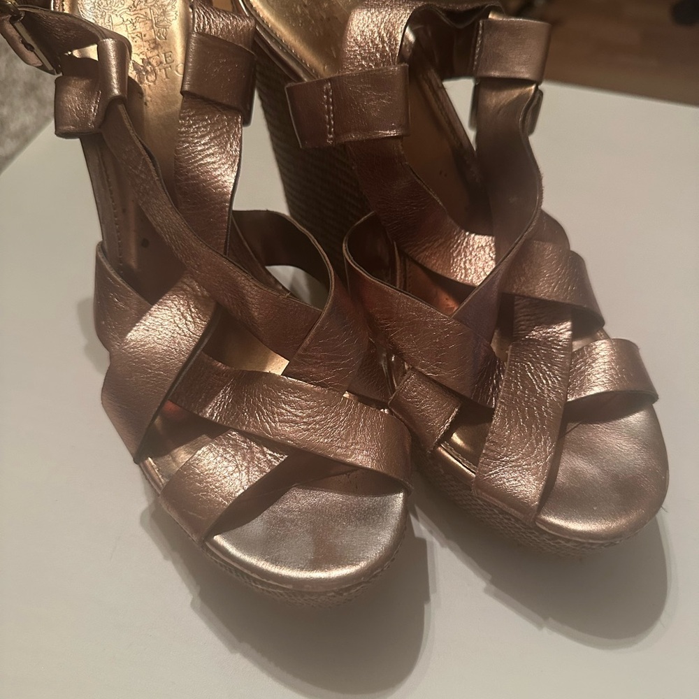 Vince Camuto Brown Strappy Wedge Sandals